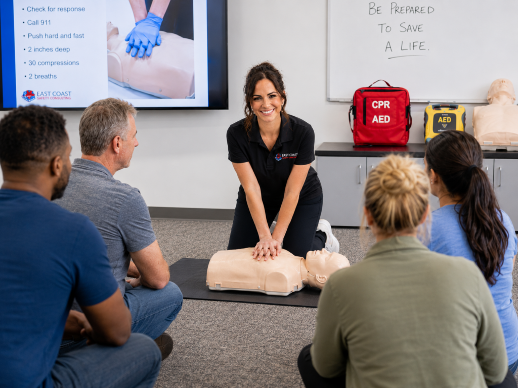 Instructor teaching CPR and Spanish BLS classes near Dunellen, New Jersey