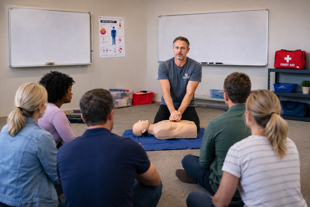 Instructor teaching hands-on CPR classes in South Plainfield, New Jersey