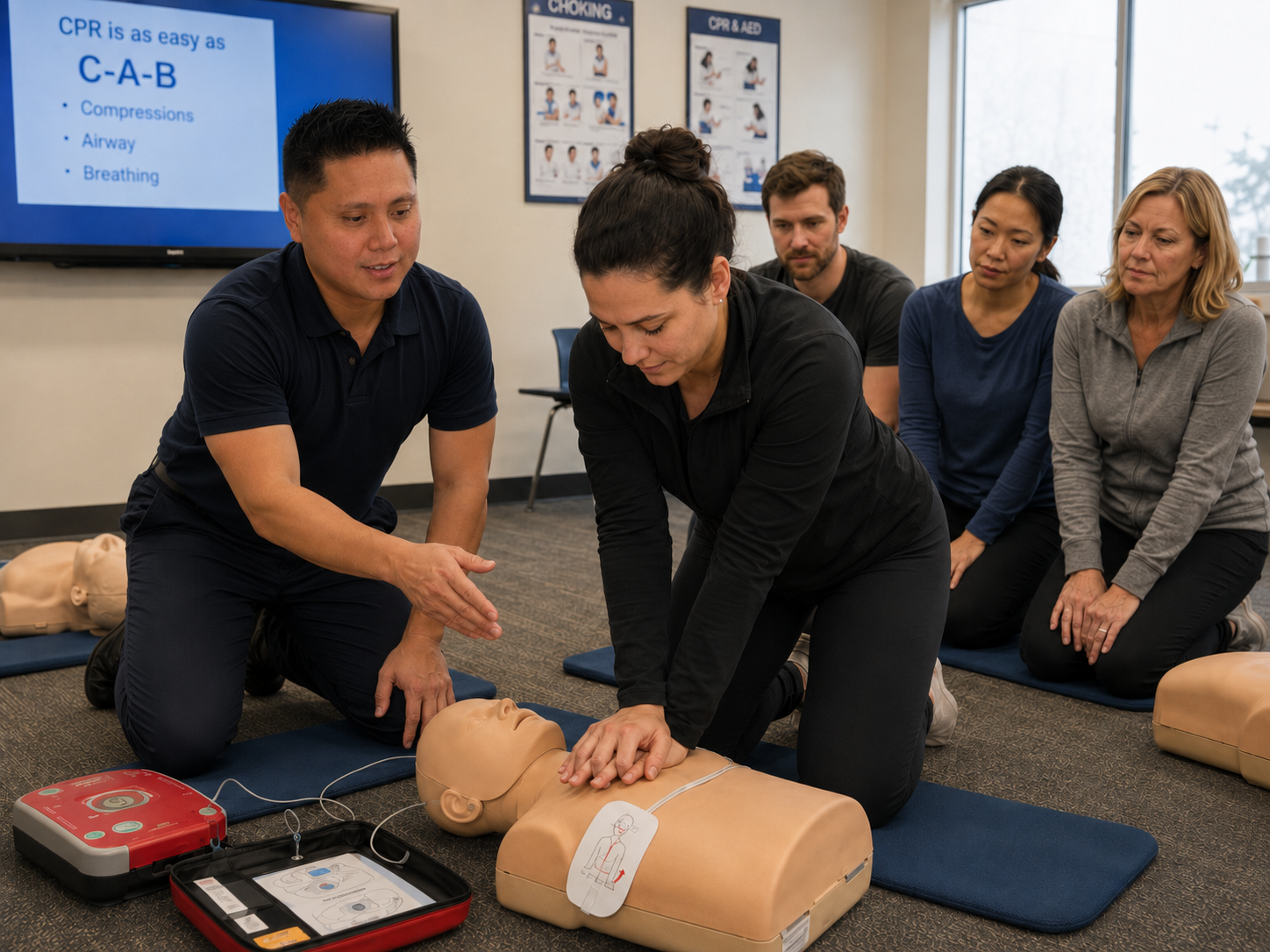 Instructor teaching CPR, BLS and ACLS certification classes in Houston, Texas